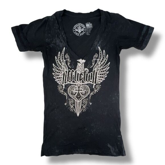 Affliction Tops - Affliction Y2K Distressed T-Shirt Size Medium